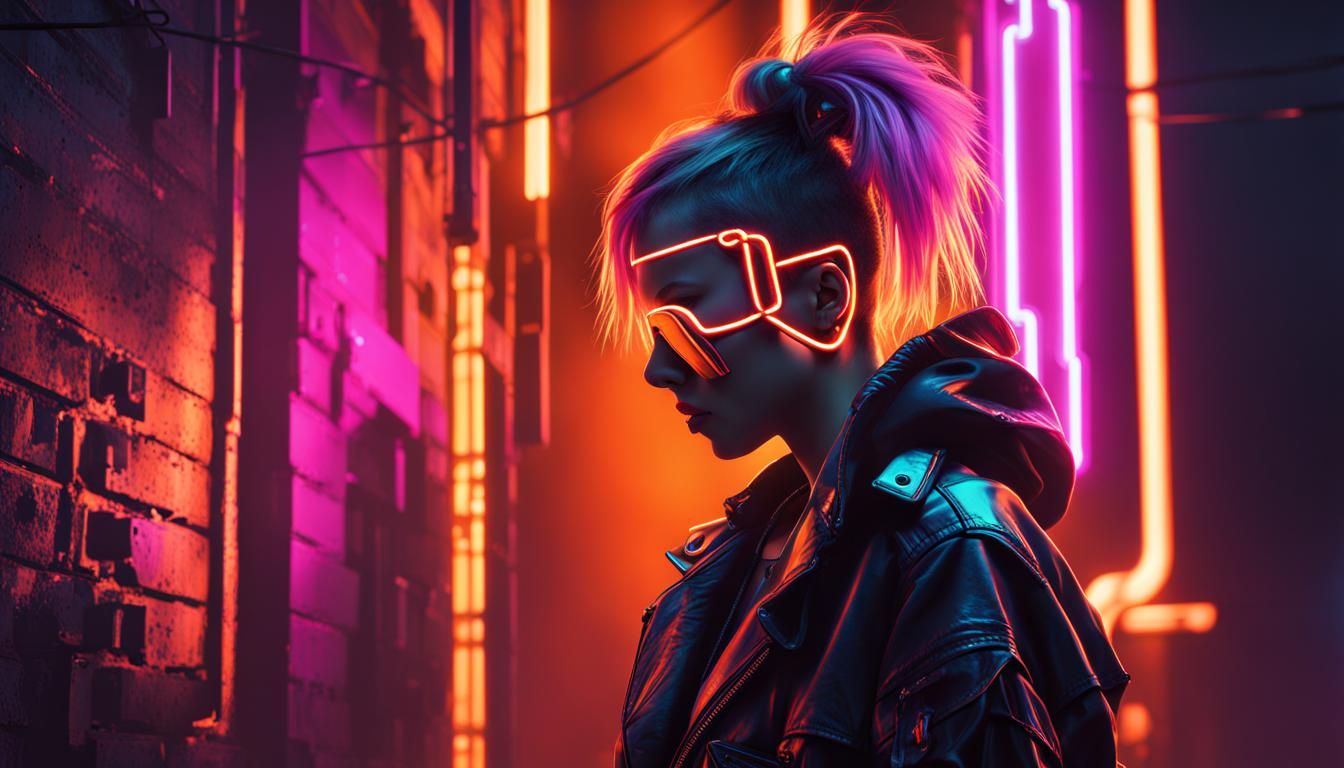 Orange neon punk cyberpunk riot girl - AI Generated Artwork - NightCafe ...