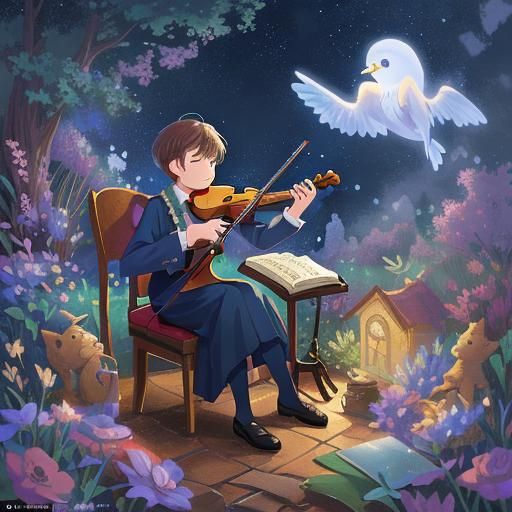A fictional image, of a teacher giving music lessons with a ...