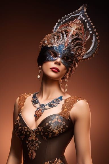 Beautiful woman at a masquerade ball  by @undefined