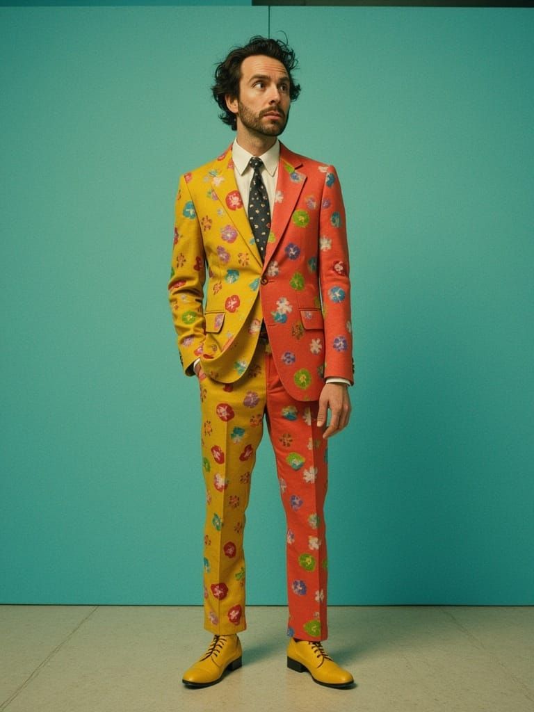 Earnest Portrait of a quirky man in a bold and colorful mismatched suit  

PHOTOGRAPHIC Lomography
Vignetting, color saturation, light leaks...