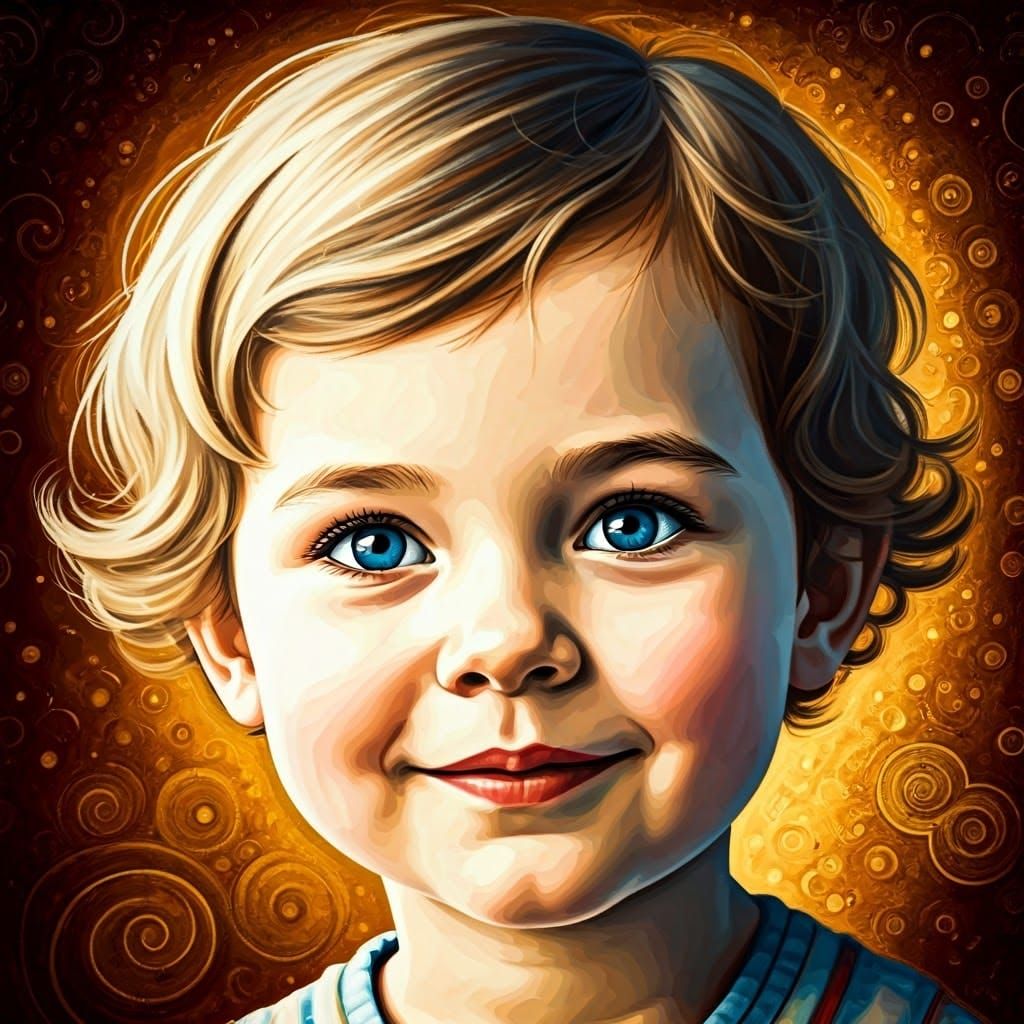 Dreamy Child's Smile in Vibrant Colors