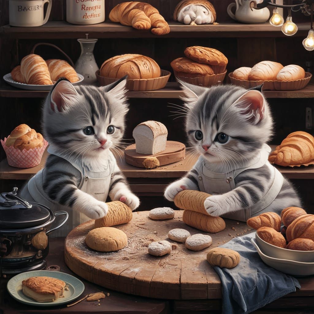 Kittens Literally making biscuits and bread