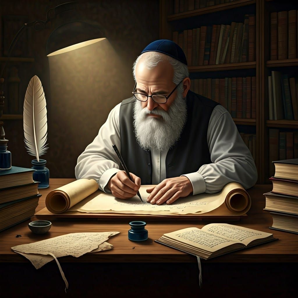 Traditional Jewish Scribe in Study