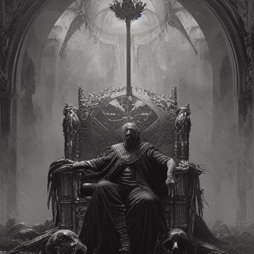 A dead king on his throne