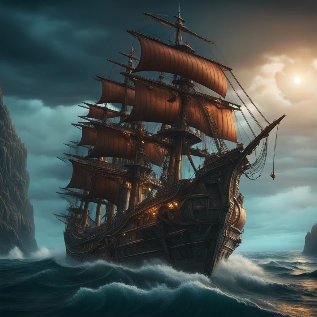 ship at sea in danger - AI Generated Artwork - NightCafe Creator