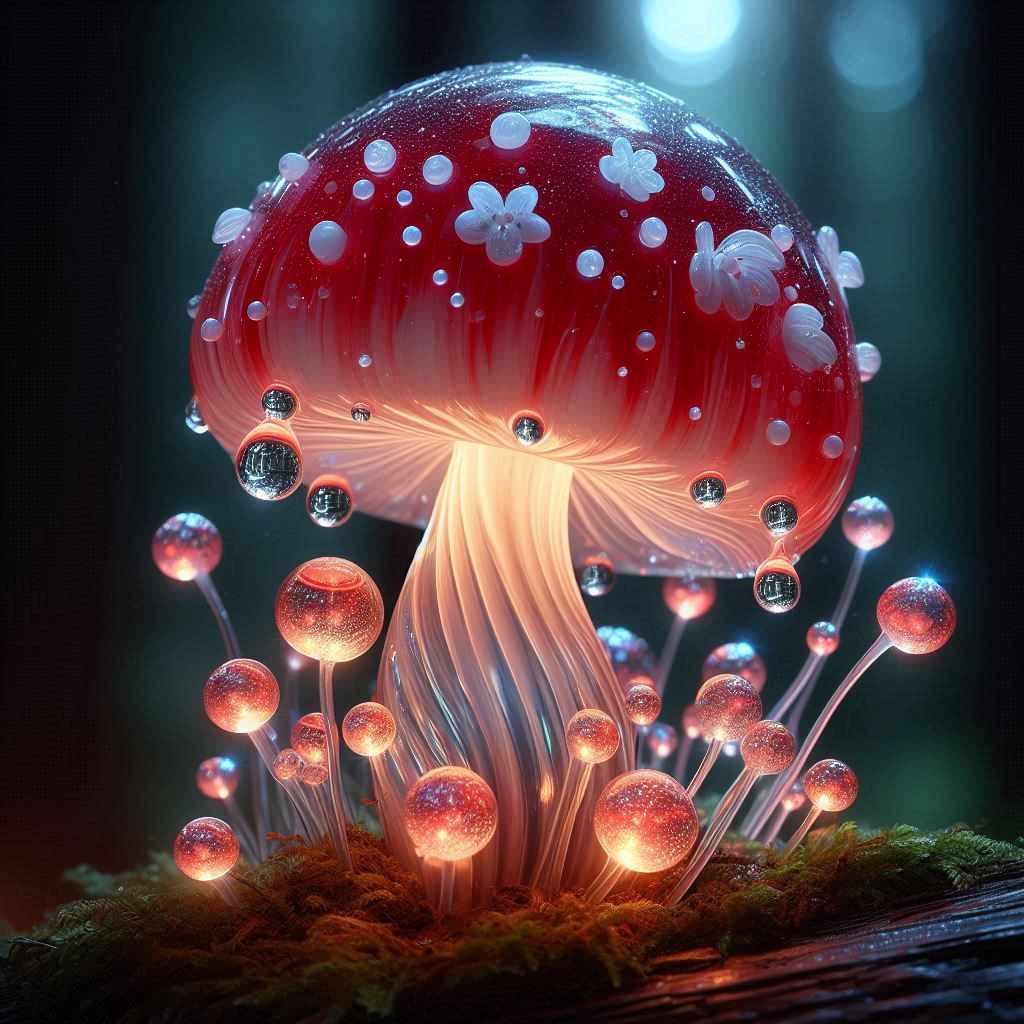 Glass Toadstool in the woods