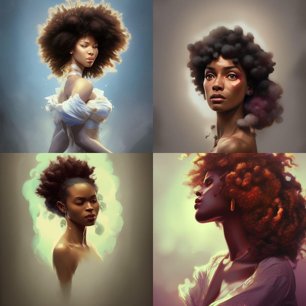 Afro Hair Ladies - AI Generated Artwork - NightCafe Creator