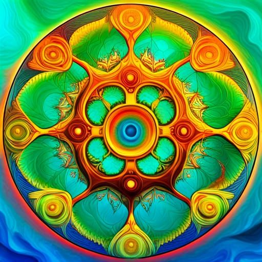 Crop circle holographic post-apocalyptic psychedelic art com...