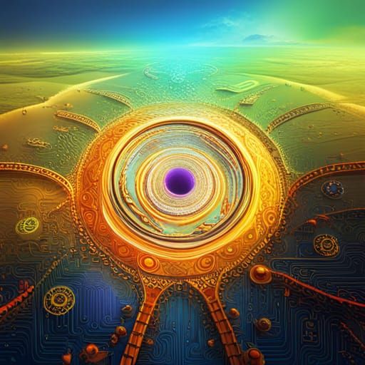 Crop circle holographic post-apocalyptic psychedelic art com...