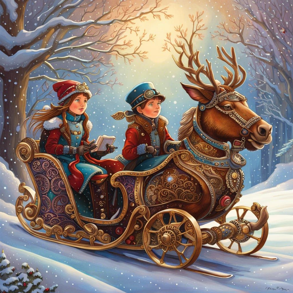 Steampunk Sleigh AI Generated Artwork NightCafe Creator