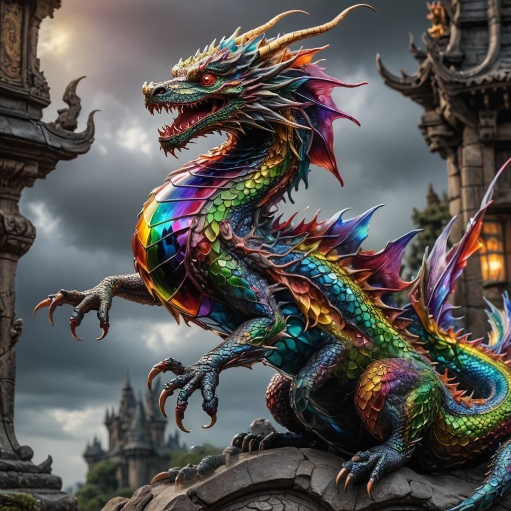 Glass rainbow dragon