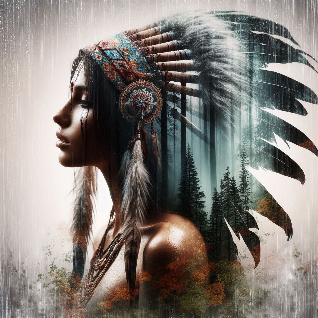 double exposure beautiful fantasy DALL-E 3 portrait landscape..