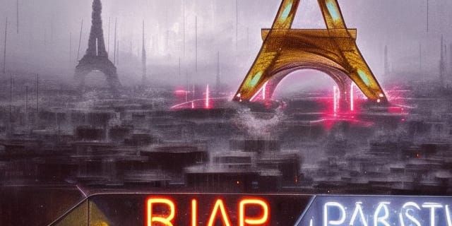 Dystopian cyberpunk Paris