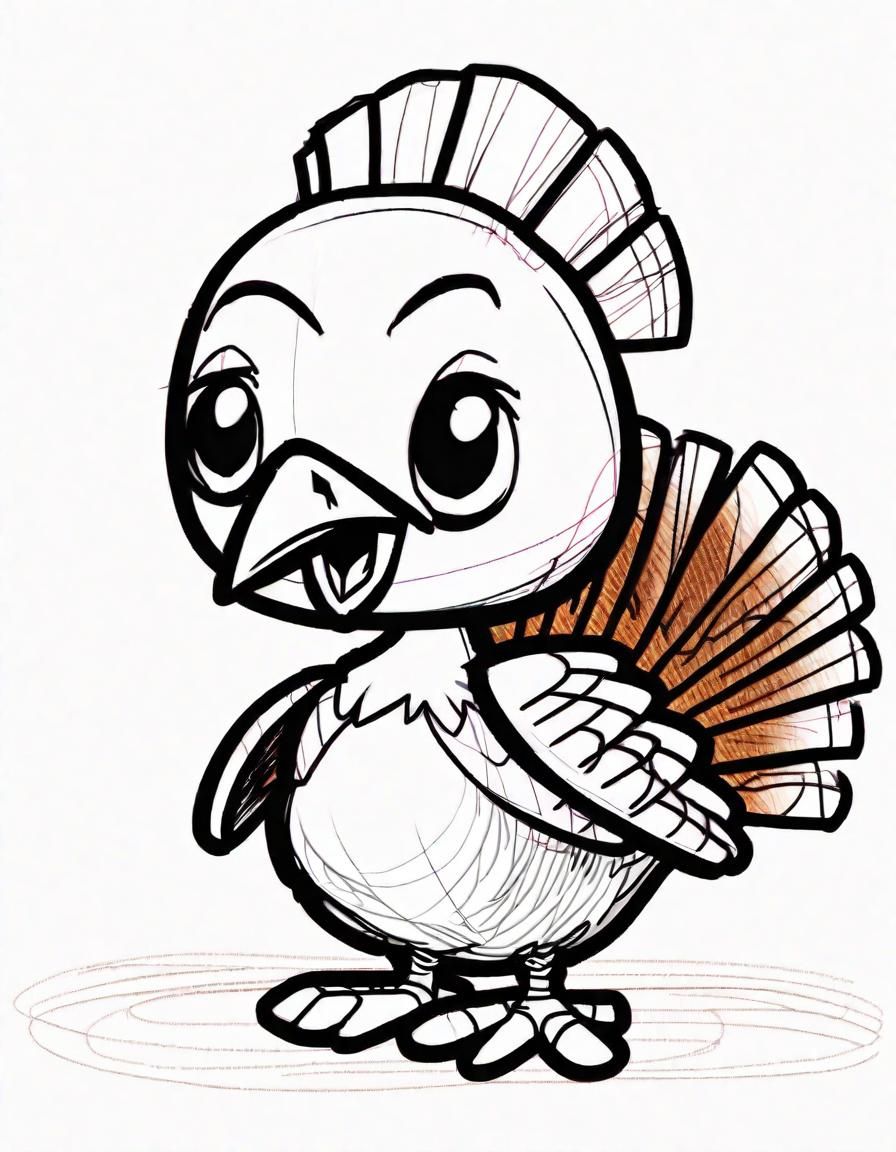 Scribble Art Of A Chibi Turkey - (Happy Thanksgiving!!)  by @PretzelEra