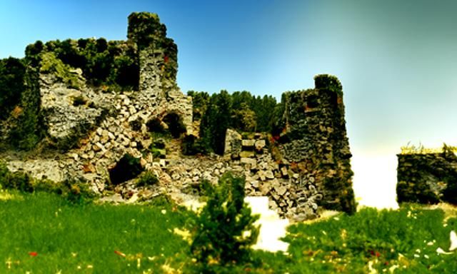 Ruins of a medieval castle complex