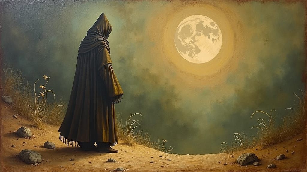 El Vagabundo Wanderer, en 1957,  #remedios varo #surrealist art #encuentro #esoteric art #art #painting #oil #masonite #remedios varo #mexicain artist #spanish art #surrealism #1950s_