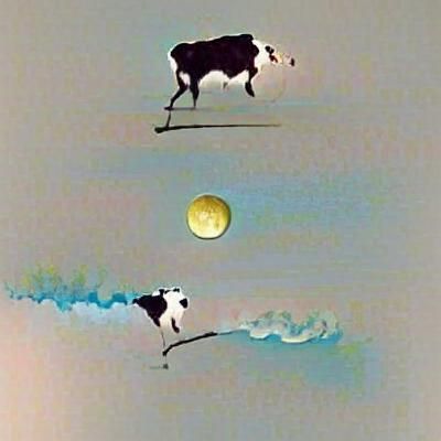 A cow jumping over the moon