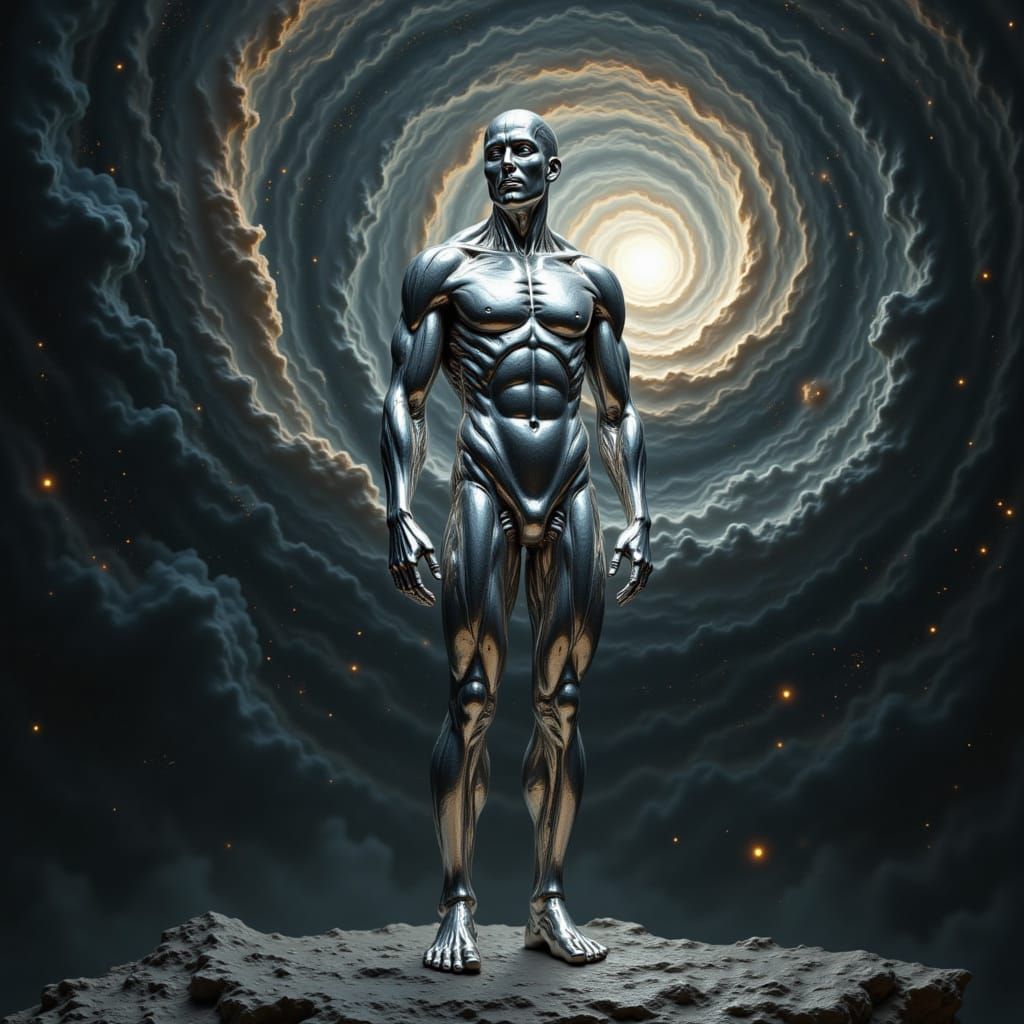 silver man<lora:The MetalWind of Red:1.0>