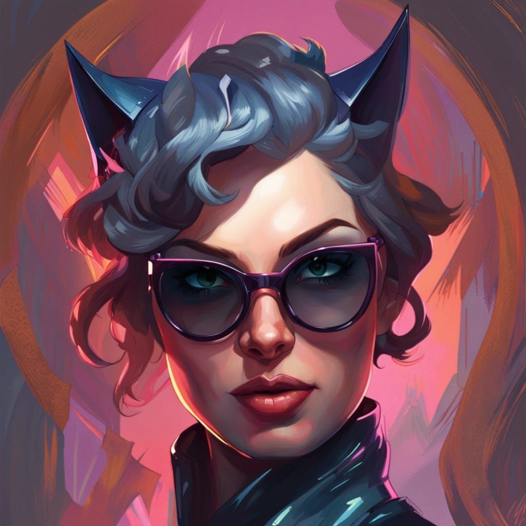 woman with catwoman glasses