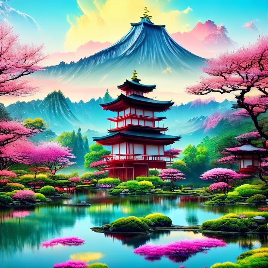 merveilleux jardin japonais éclairé par un soleil créant des ombres <lora:Coherent:1.0> <lora:Suno:1.0>