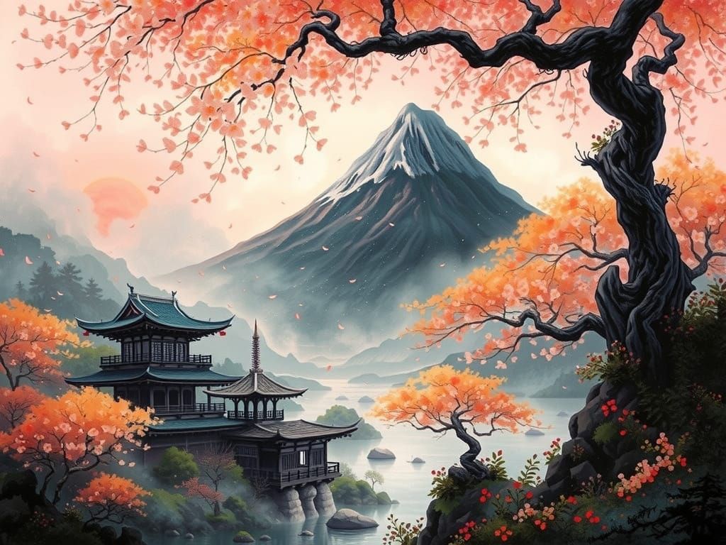 Japonese landscape scene