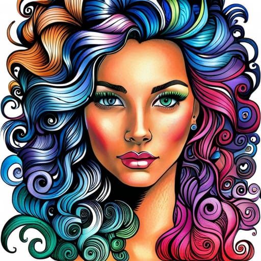 zentangle portrait of a beautiful girl   by @Roberto I Ortiz