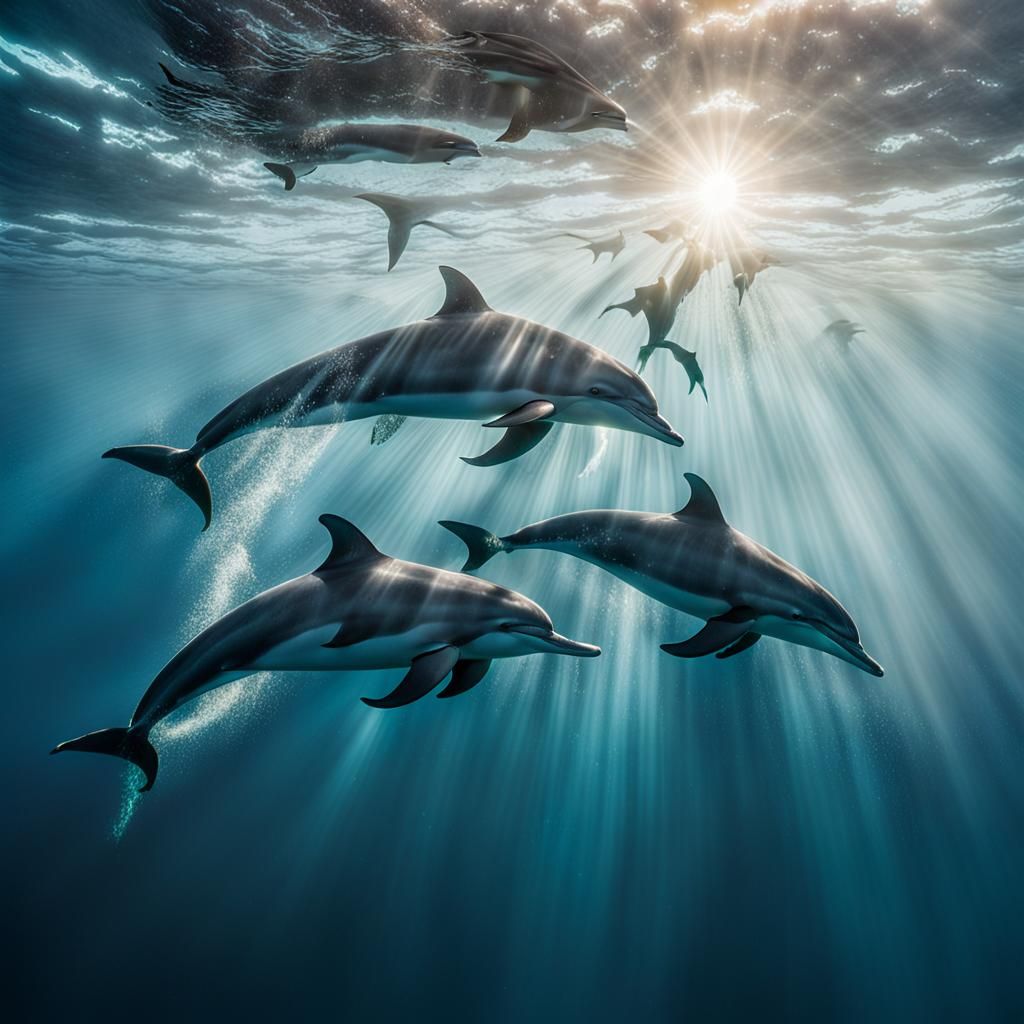 The graceful ballet of a school of dolphins