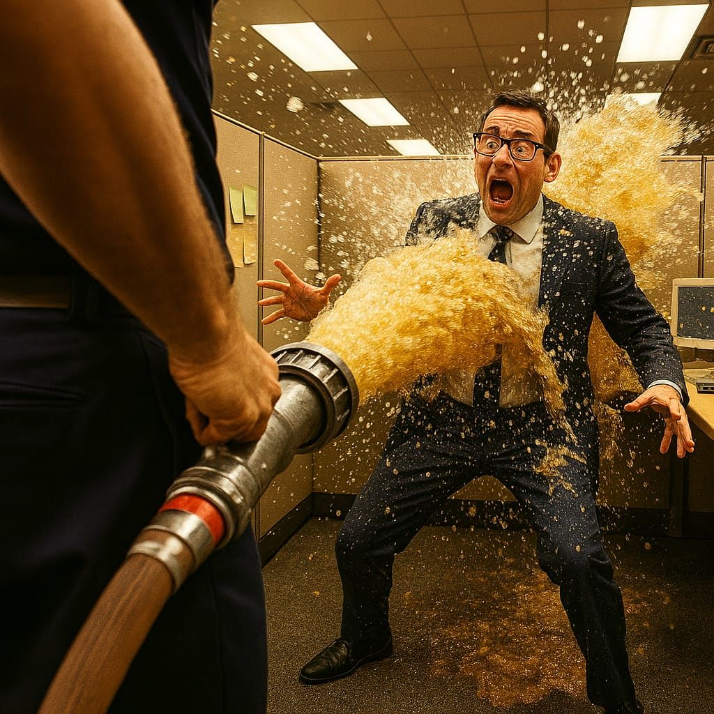 surreal office showdown