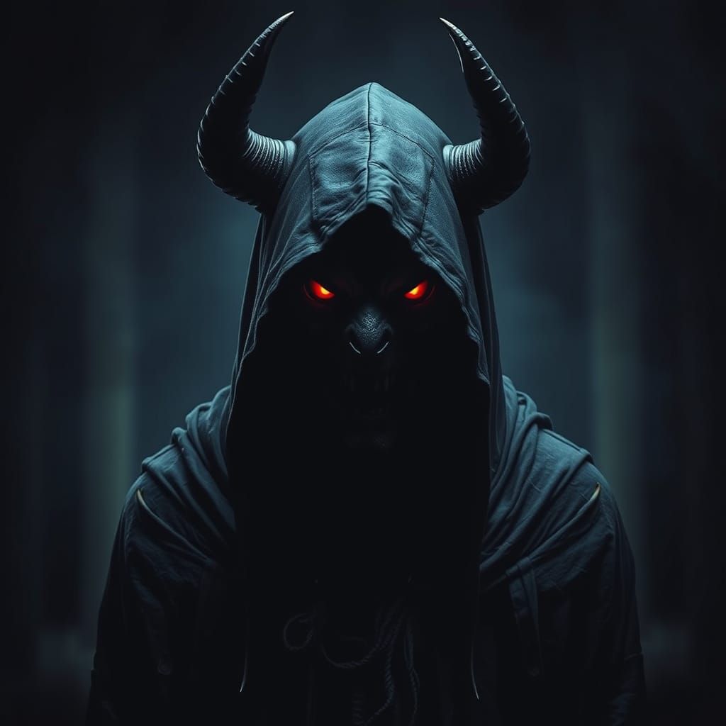 Ominous Demon Figure in Dark, Eerie Atmosphere