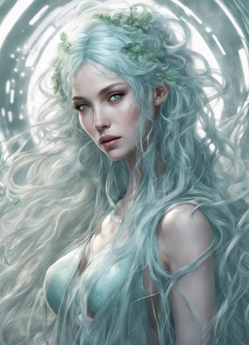 a pale blue skinned humanoid: an ethereal beauty. She was tall and wiry ...