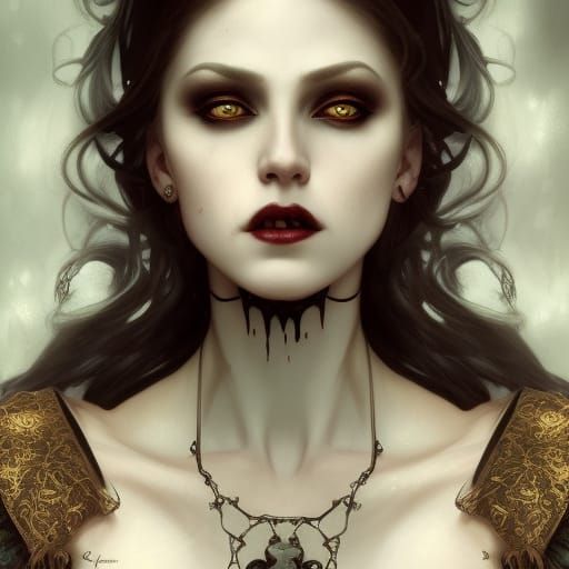 Dark fantasy gone wrong, female stunning beauty vampire, intricate ...