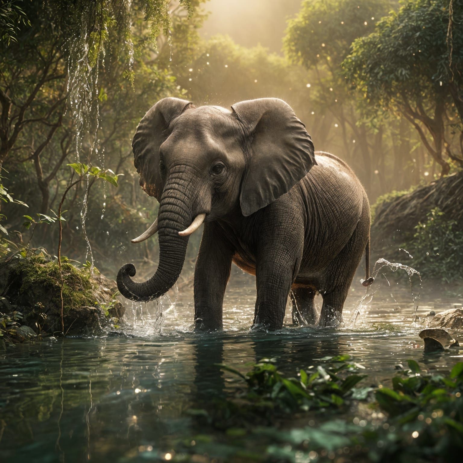 Happy Elephant!  by @Mystienight