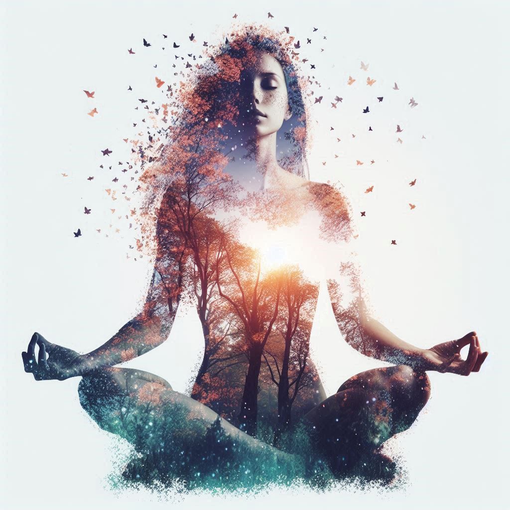 double exposure beautiful fantasy DALL-E 3 portrait landscap...