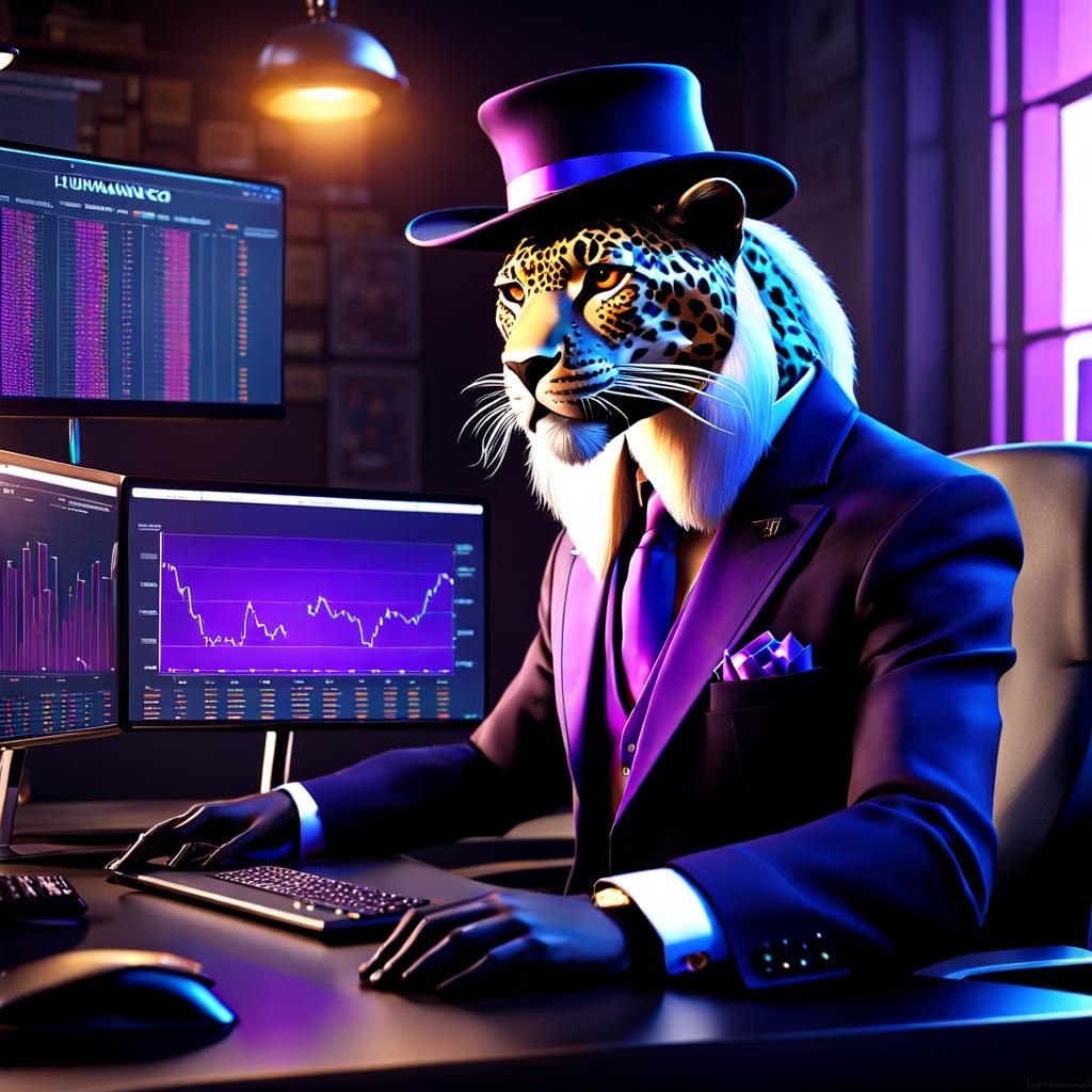 Leopard humanoid morph with purple witch hat and sunglasses ...