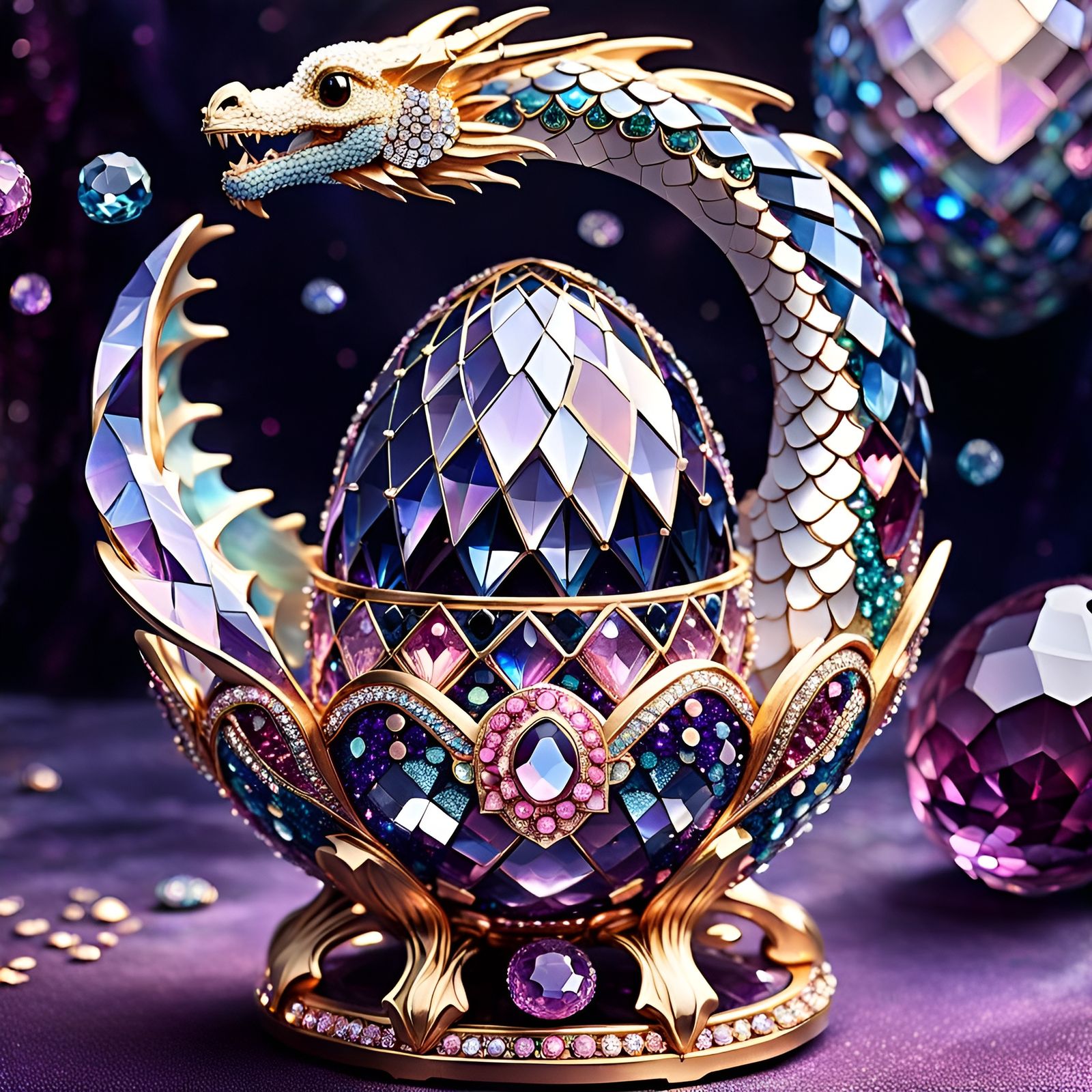 Beautiful Swarovski Crystal Style Dragon Egg Sculpture