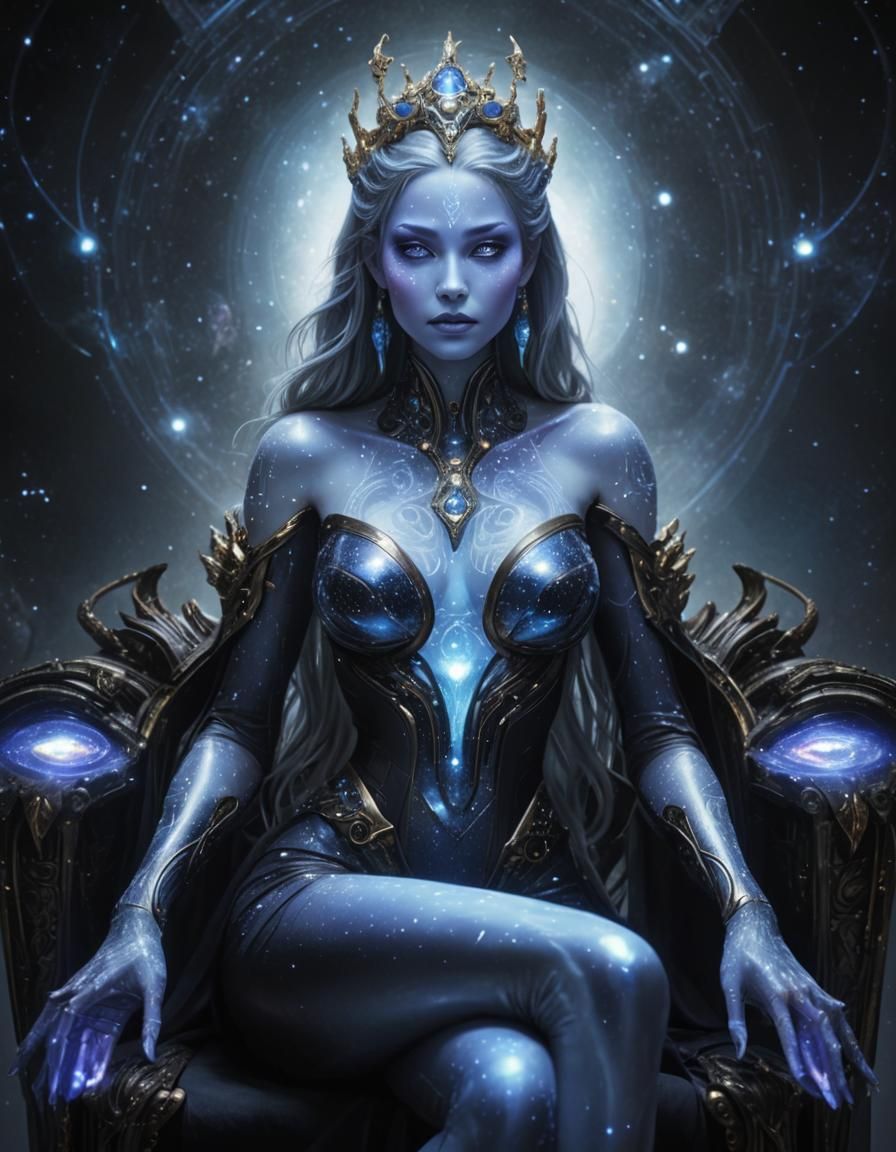 Cosmic Queen on Celestial Throne in 8k