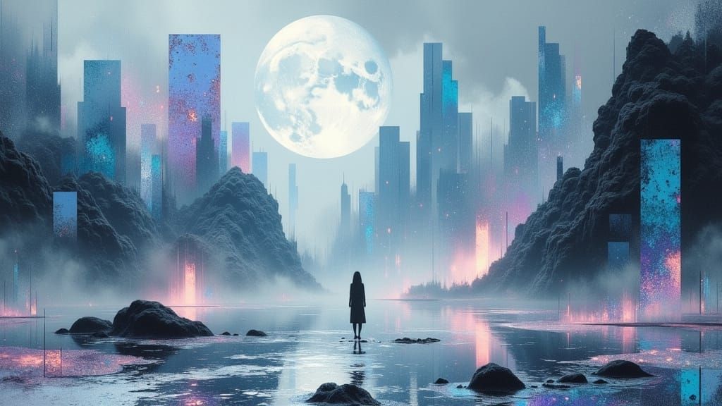 Fever dream <lora:divineOil:1.0> <lora:GlitchFoilFlux:1.0> ethereal fantasy hyperdetailed mist