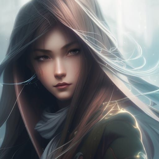 A portrait of a woman, style of Glen Keane and Guweiz, intricate detail ...