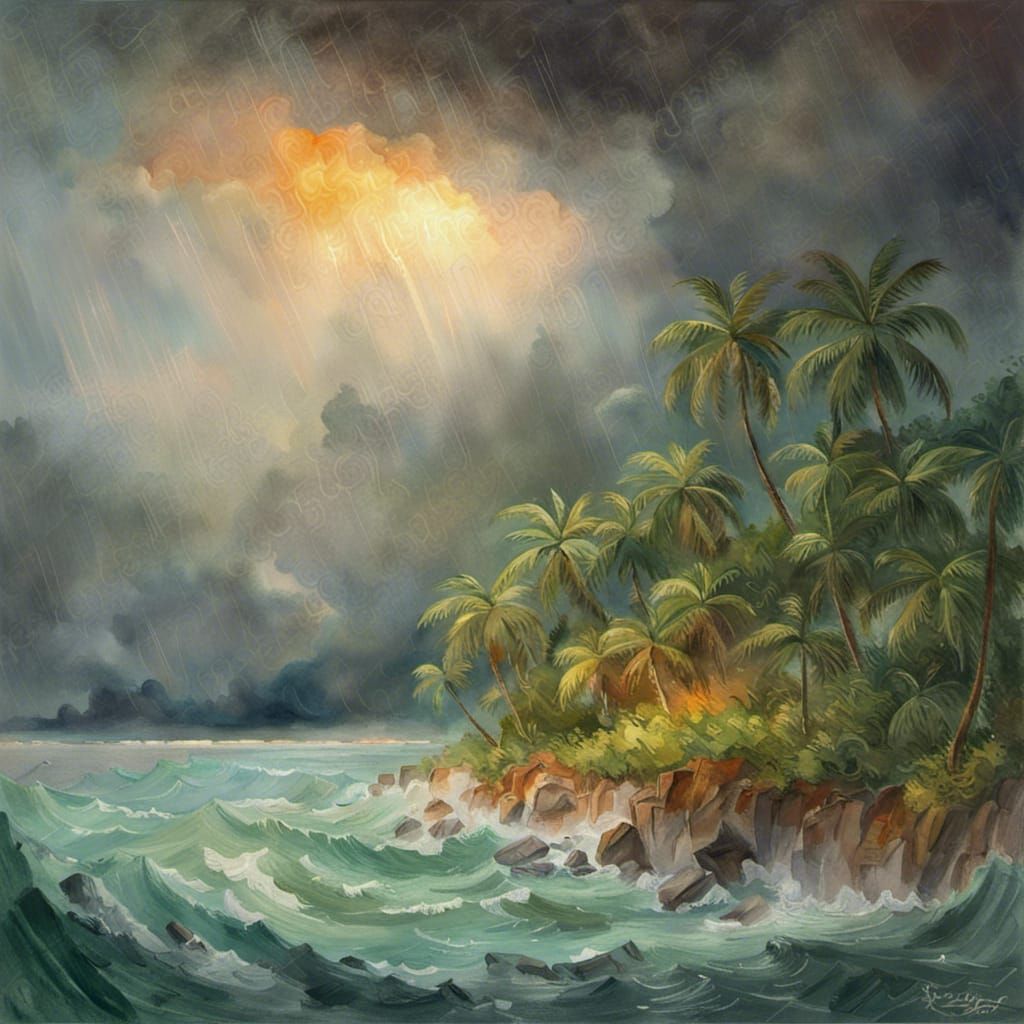 A tropical island during a thunderstorm  by @BTMO