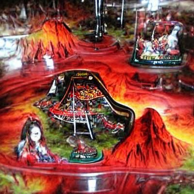 dark beautiful gardens hell volcano mountain park carousel p...