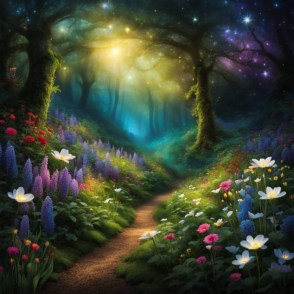 Magical Luminous Fairy Wood Dream Landscape