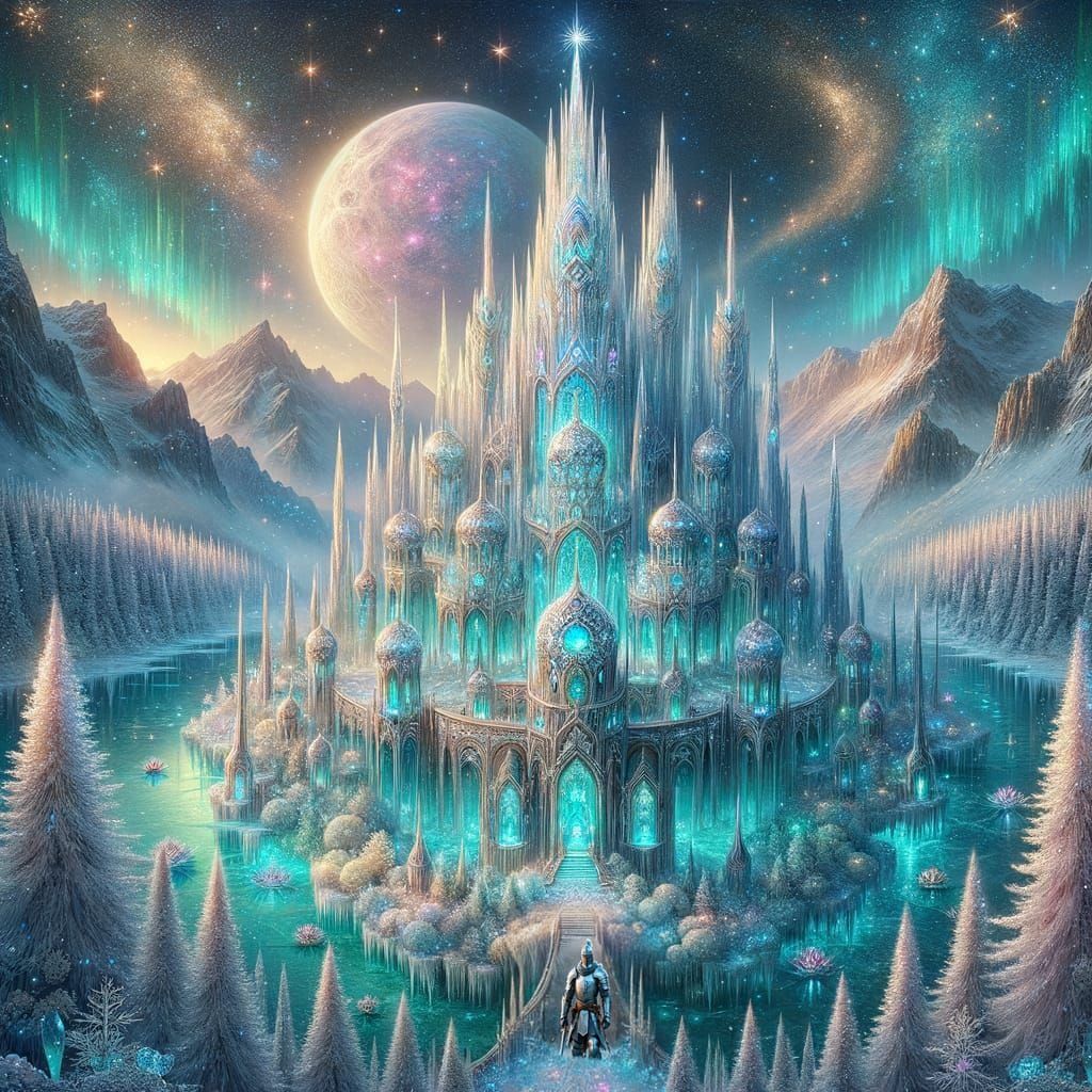 a Winter Realm of high-resolution, splendid  fantasy where a Crystaline glass and silver luminescent ...  by @Christine Gauthier