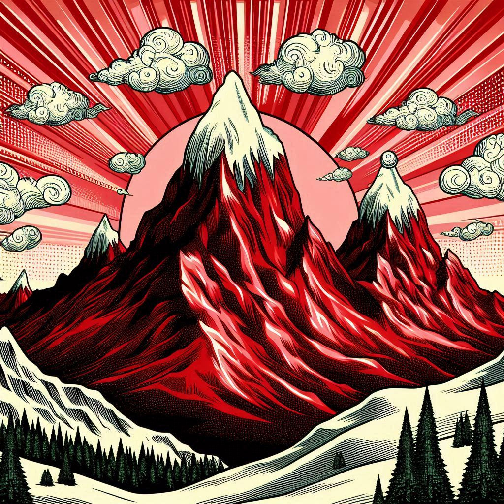 Mountains and Oriental Styled Clouds