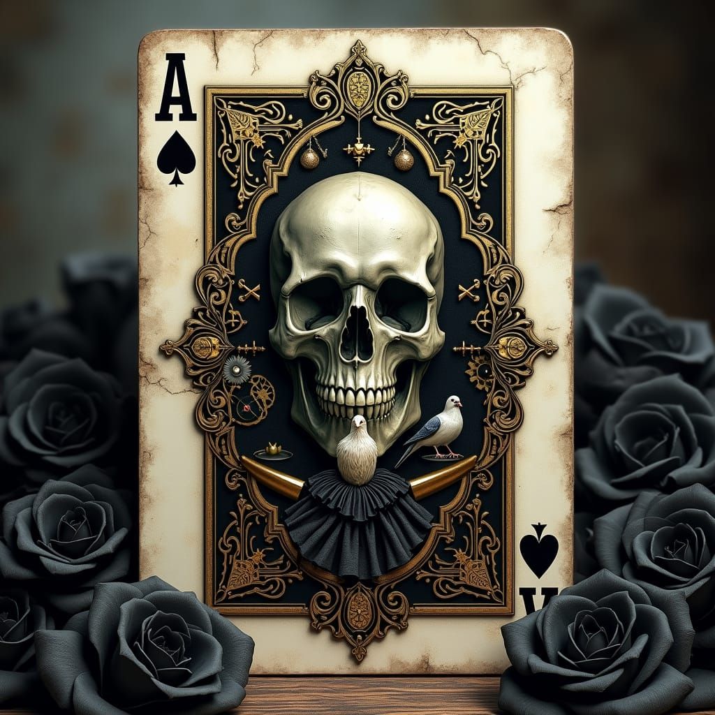 Ornate Steampunk Ace of Spades Card