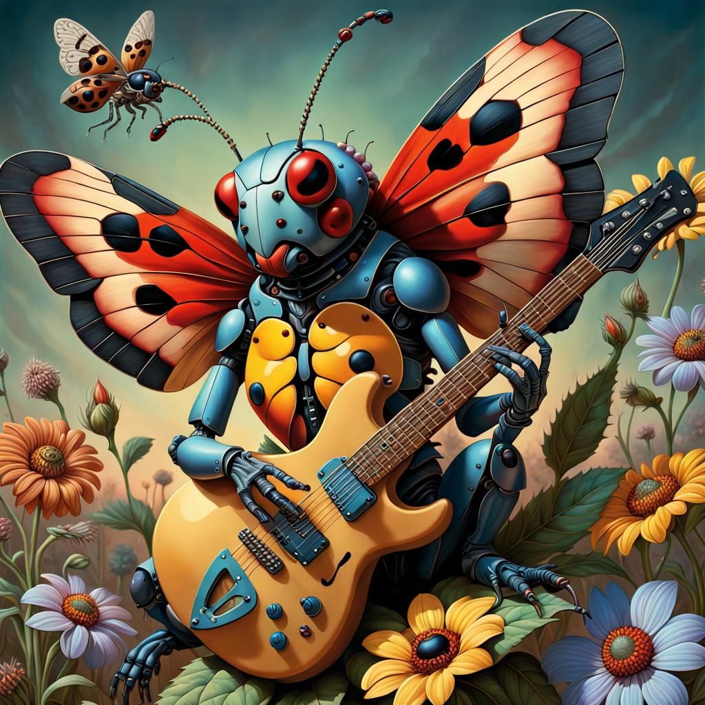 Pollinator insects playing on Guitar - AI Generated Artwork - NightCafe ...