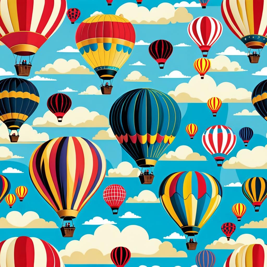 whimsical scene of an upside Hot air balloons