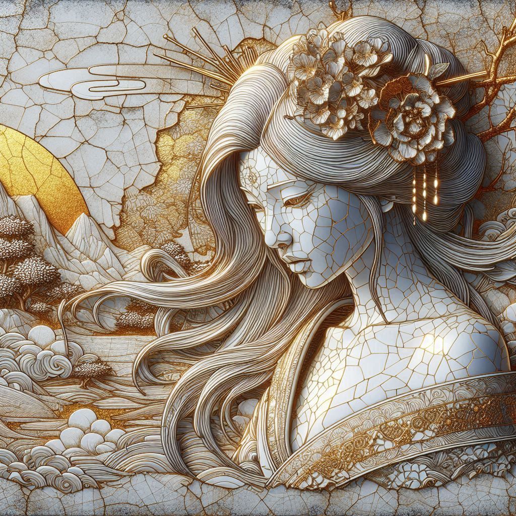 japanese woman porcelain portrait.