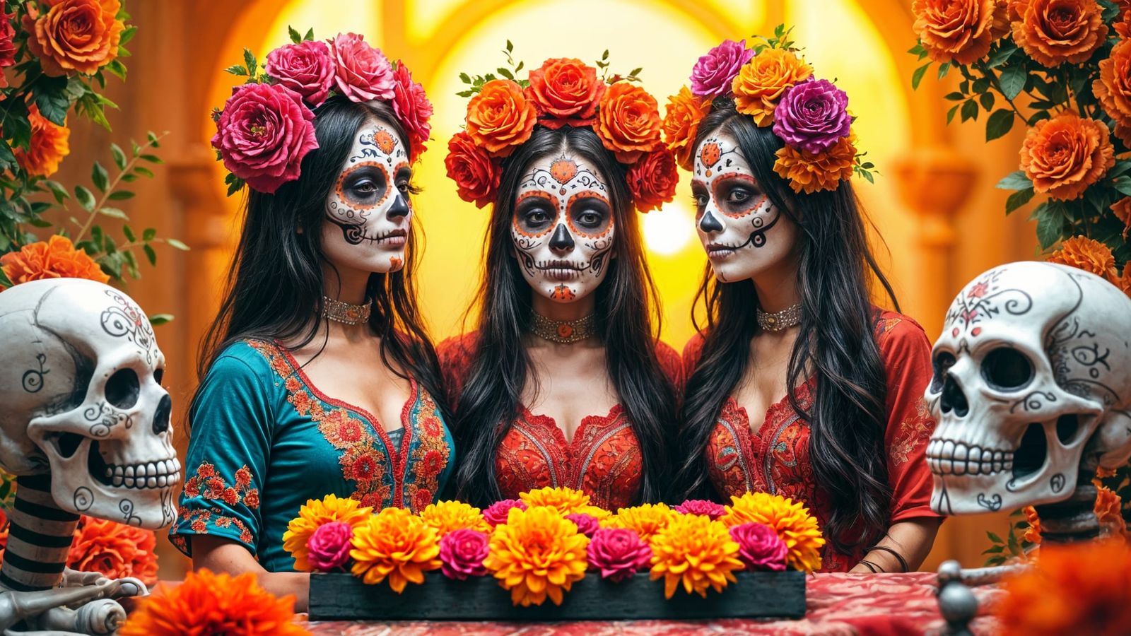 Calebrating Autumn with wide shot of Día de los Muertos (Mex...