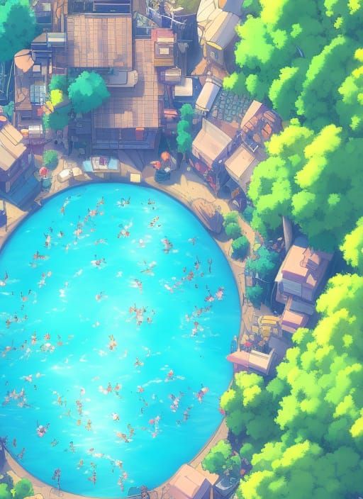 Crowded Neighborhood Pool