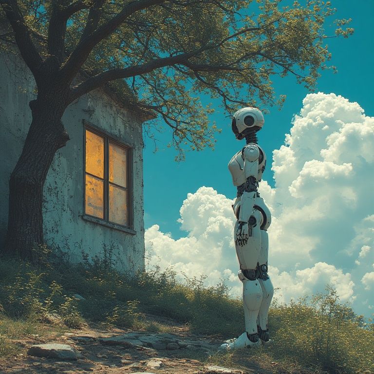 Cyborg with tree and window